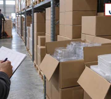 انبار پخش عمده ظروف یکبار مصرف و بررسی موجودی کارتن‌ها